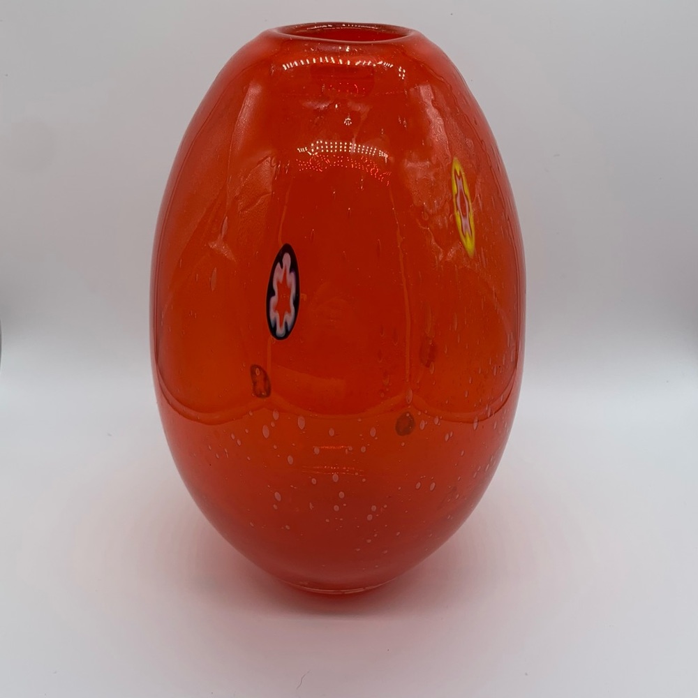 Margie’s Garden Millefiori Hand Blown Art Glass Vase
